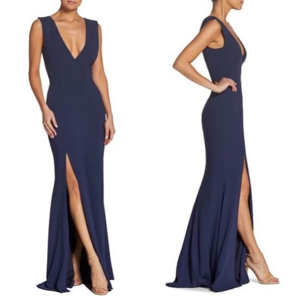 Dress the Population Sandra Plunge Trumpet Gown